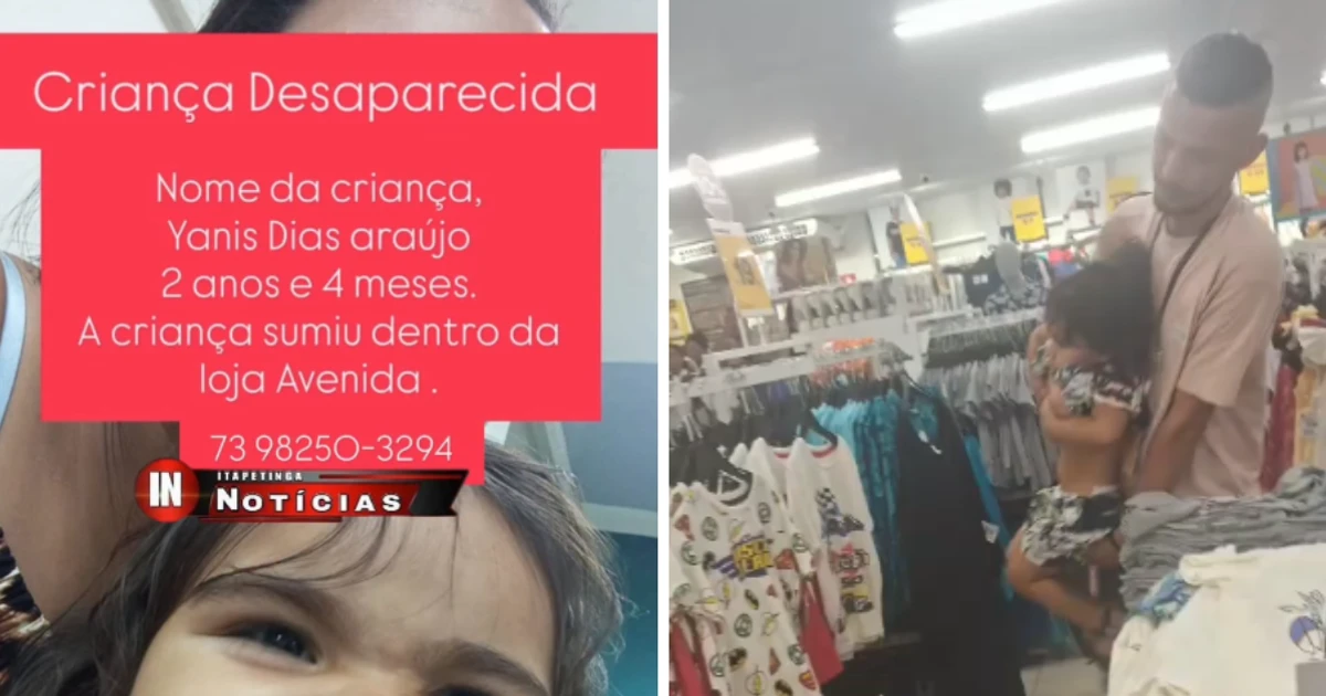 Imagem - Criança desaparece em loja na Bahia, mãe chama a polícia e desfecho surpreende; veja vídeo