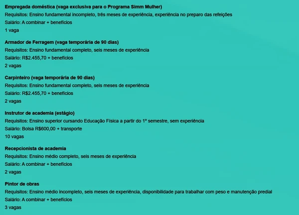 Veja vagas por Reprodução