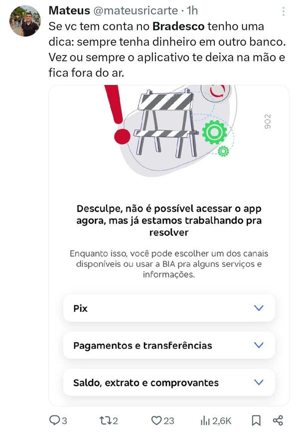 Queixas de clientes do Bradesco por Reprodução