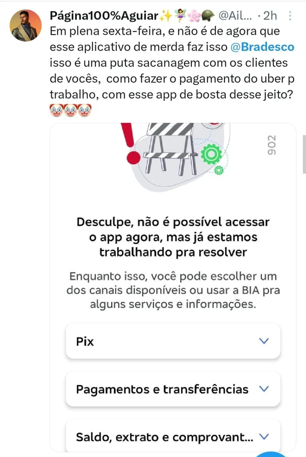 Queixas de clientes do Bradesco por Reprodução