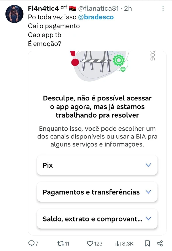 Queixas de clientes do Bradesco por Reprodução