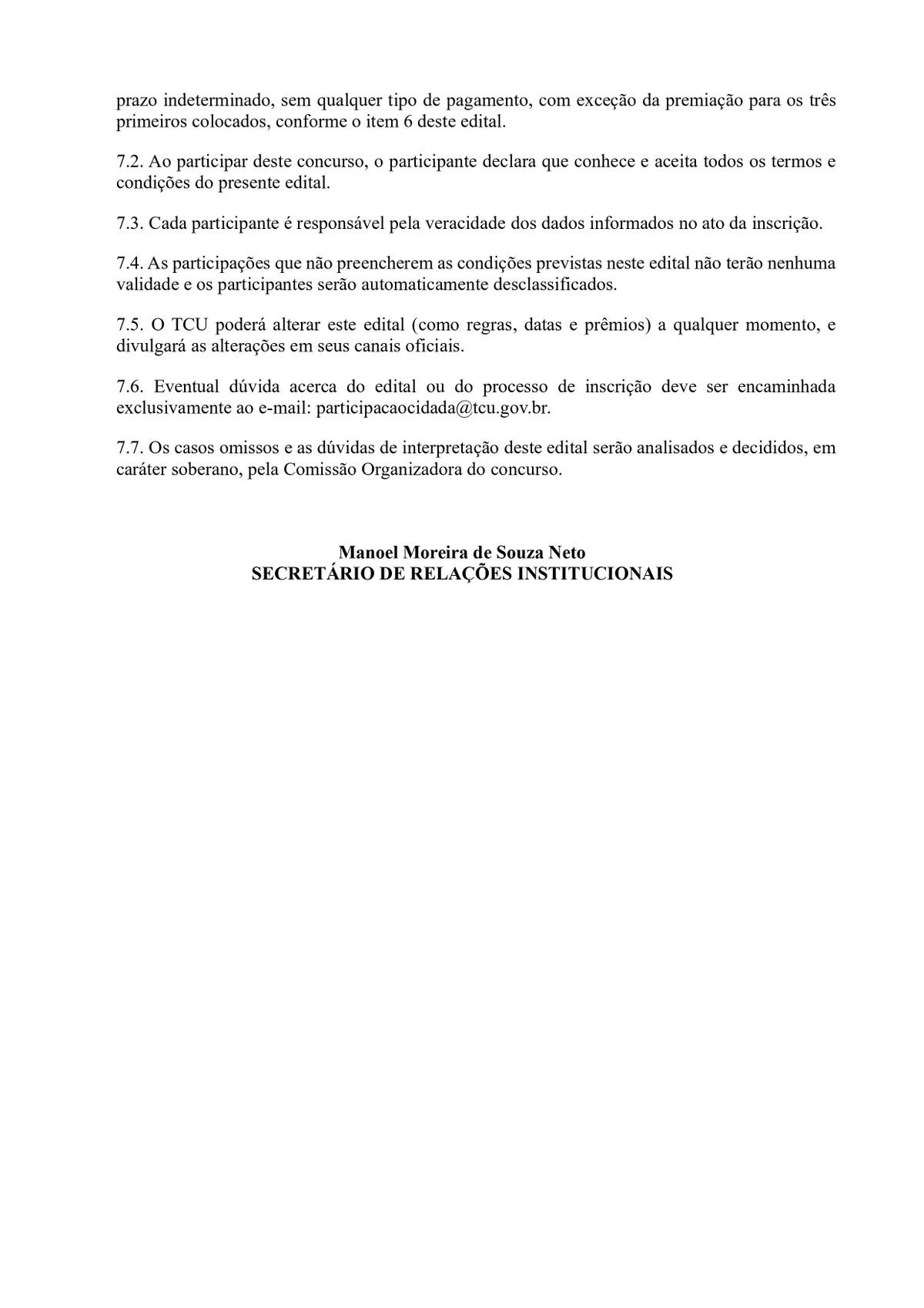 Confira o regulamento do  Concurso TCU no TikTok - Rolê Cidadão por Reprodução