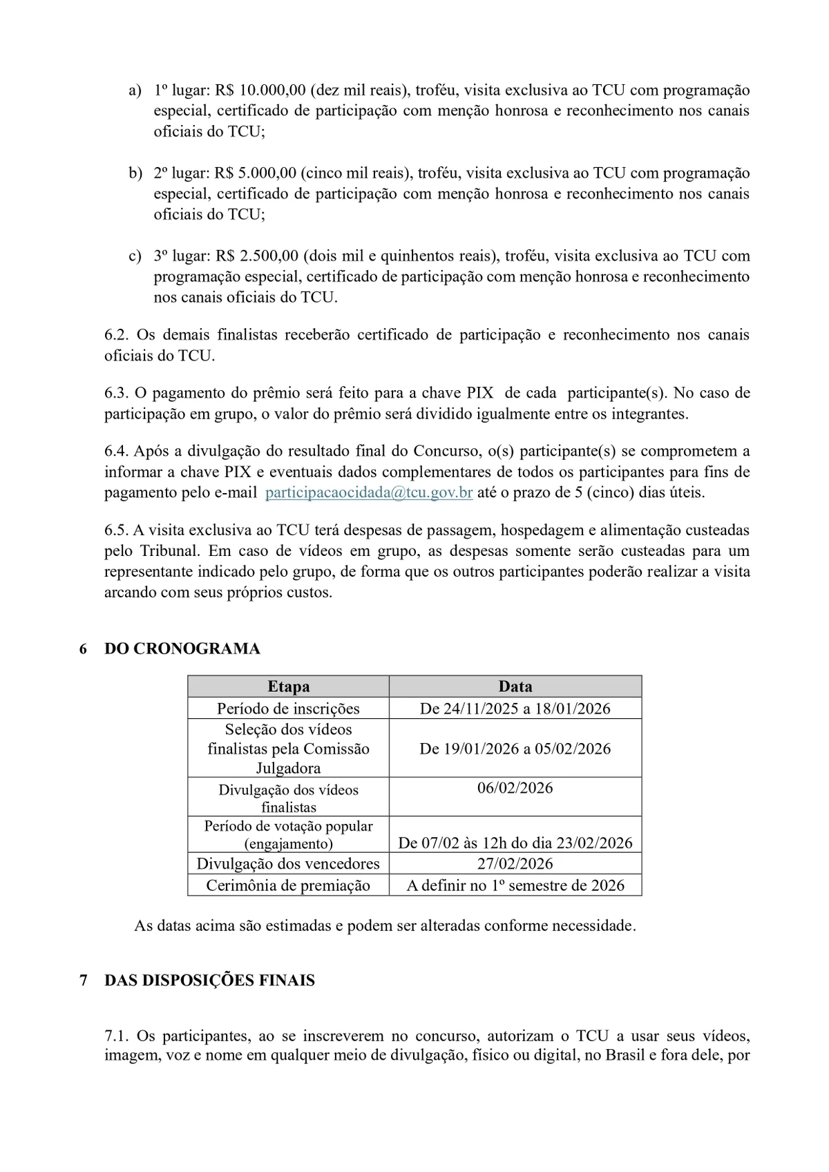 Confira o regulamento do Concurso TCU no TikTok - Rolê Cidadão por Reprodução