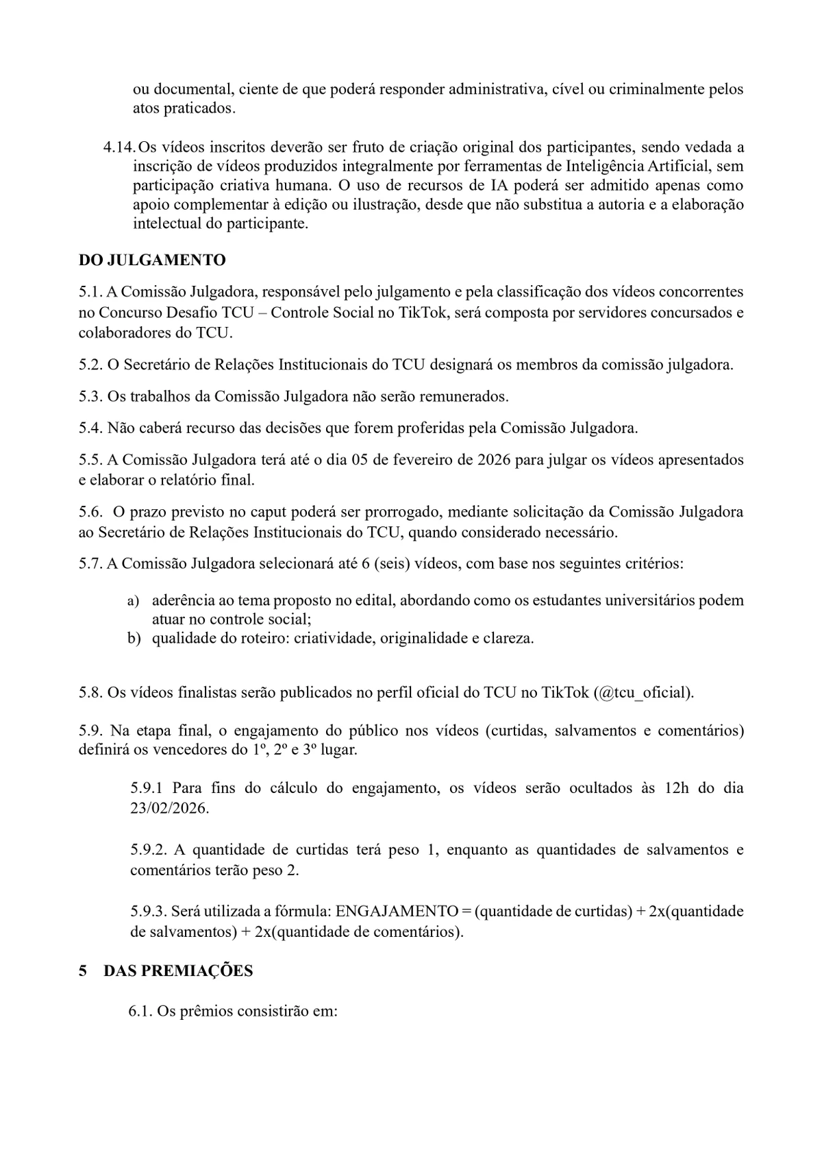 Confira o regulamento do Concurso TCU no TikTok - Rolê Cidadão por Reprodução