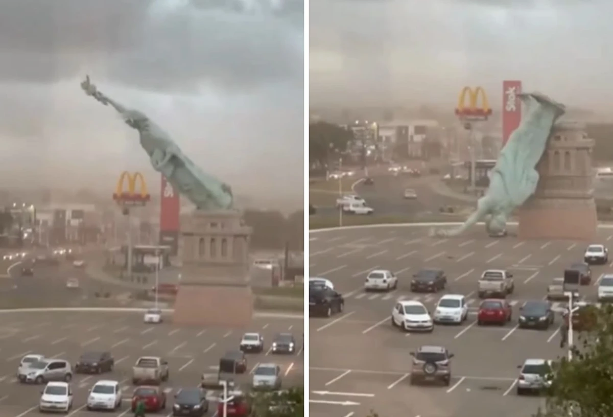 Estátua da Havan despencou durante ventania