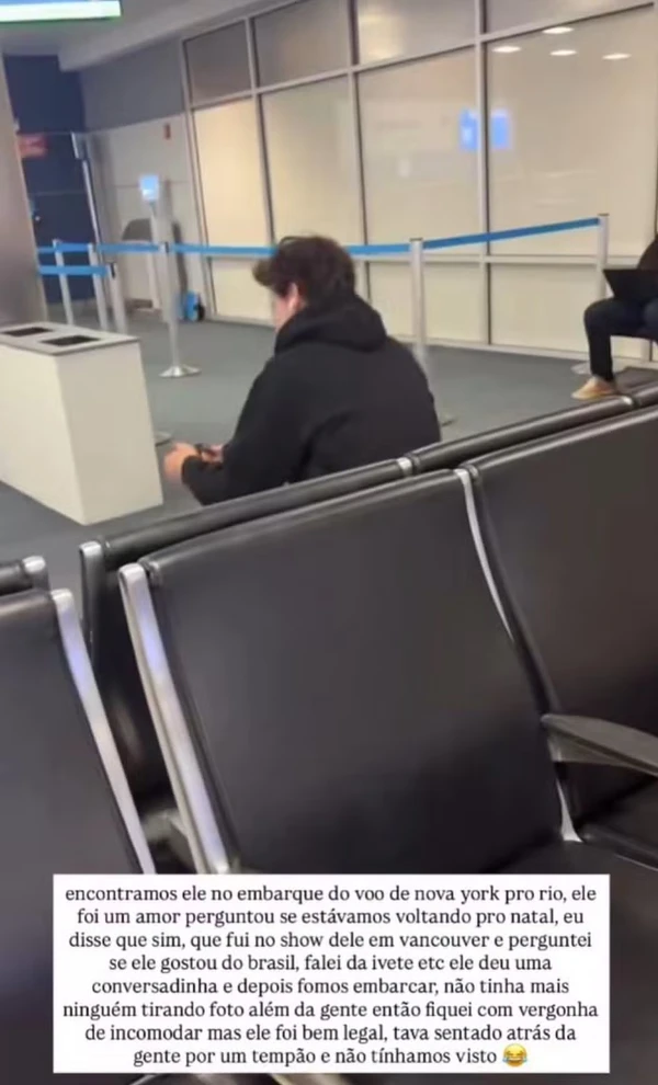 Fãs perceberam a presença de Shawn Mendes no aeroporto voltando para o Brasil  por Reprodução/Redes Sociais 