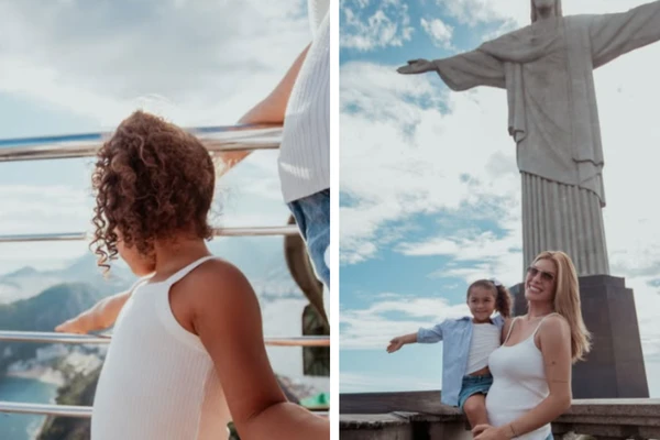 Lore Improta e filha Liz visitaram o Cristo Redentor nesta segunda-feira (15)