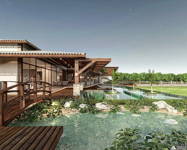 Novo projeto da mansão de João Gomes reflete a identidade sertaneja do cantor por Divulgação/@agamaarquitetura