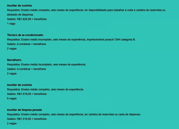 Veja vagas por Reprodução