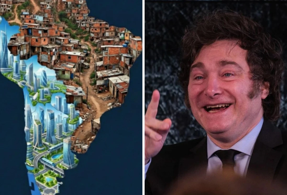 Milei publica imagem em que retrata o Brasil como uma favela