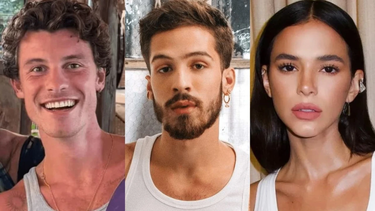 Shawn Mendes, João Guilherme e Bruna Marquezine 