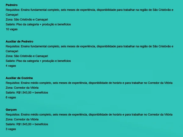 Veja vagas por Reprodução