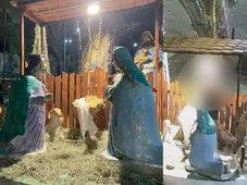 Imagem - Vídeo: mulher destrói imagem de santo em presépio e acaba presa
