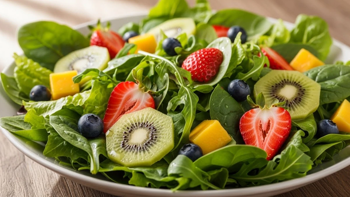 Salada verde pode ser um excelente acompanhamento. por Imagem produzida com IA