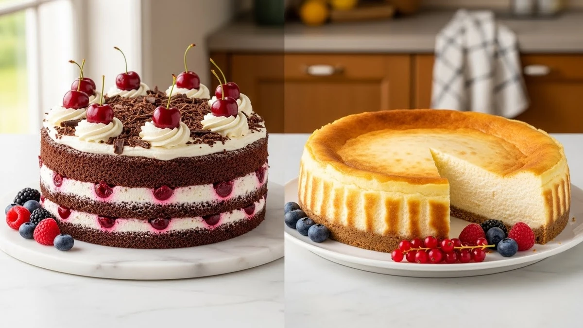 
Torta
alemã e cheesecake são ricos em gordura e açúcar. por Imagem produzida com IA