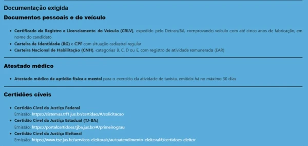 Saiba como participar do credenciamento para taxistas em Salvador por Reprodução