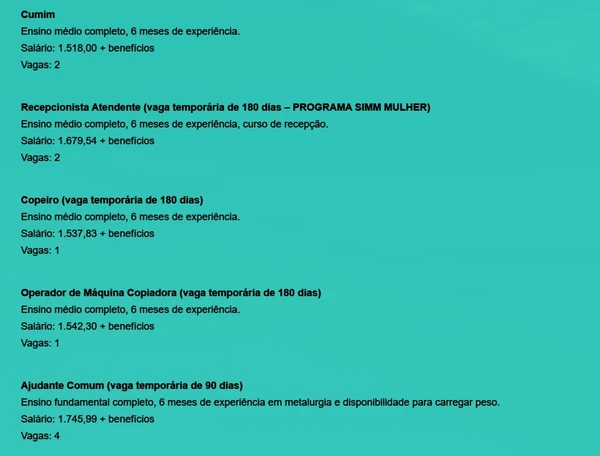 Veja vagas do SIMM por Reprodução
