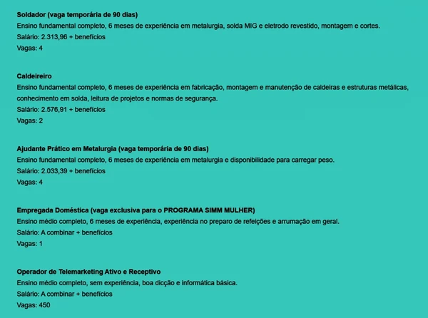 Veja vagas do SIMM por Reprodução