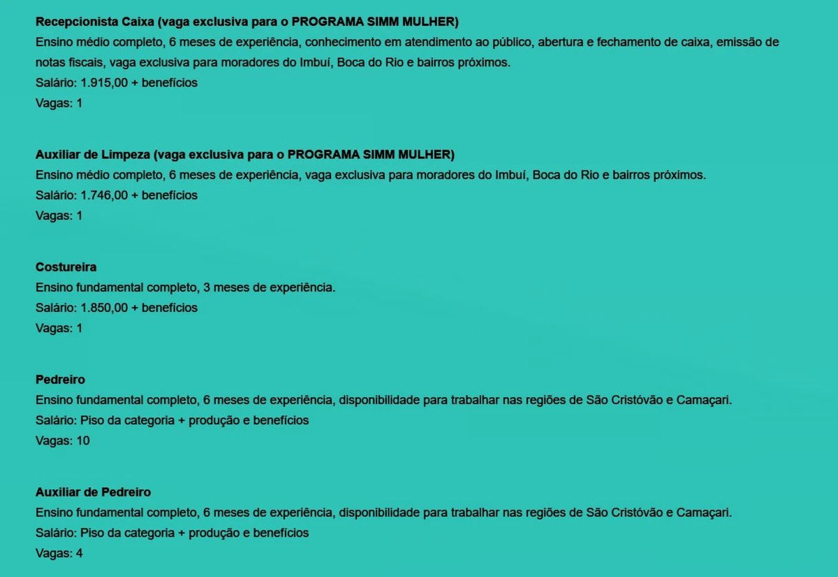 Veja vagas do SIMM por Reprodução