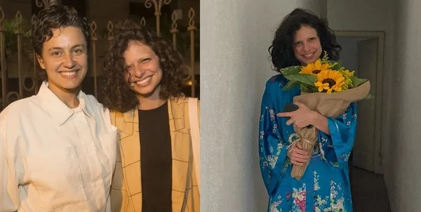 Julia Anquier e a esposa, a cantora Maria Beraldo  por Reprodução/Redes Sociais 