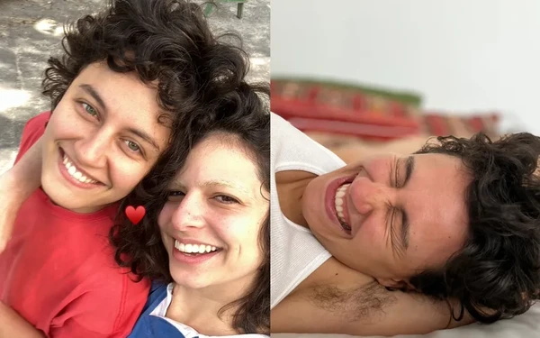 Julia Anquier e a esposa, a cantora Maria Beraldo  por Reprodução/Redes Sociais 