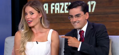 Dudu Camargo e Saory Cardoso  por Reprodução/Record 