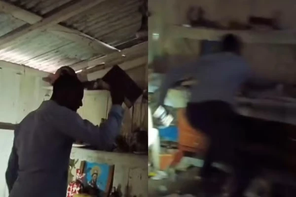 Em vídeo, pastor aparece destruindo um Centro de Umbanda