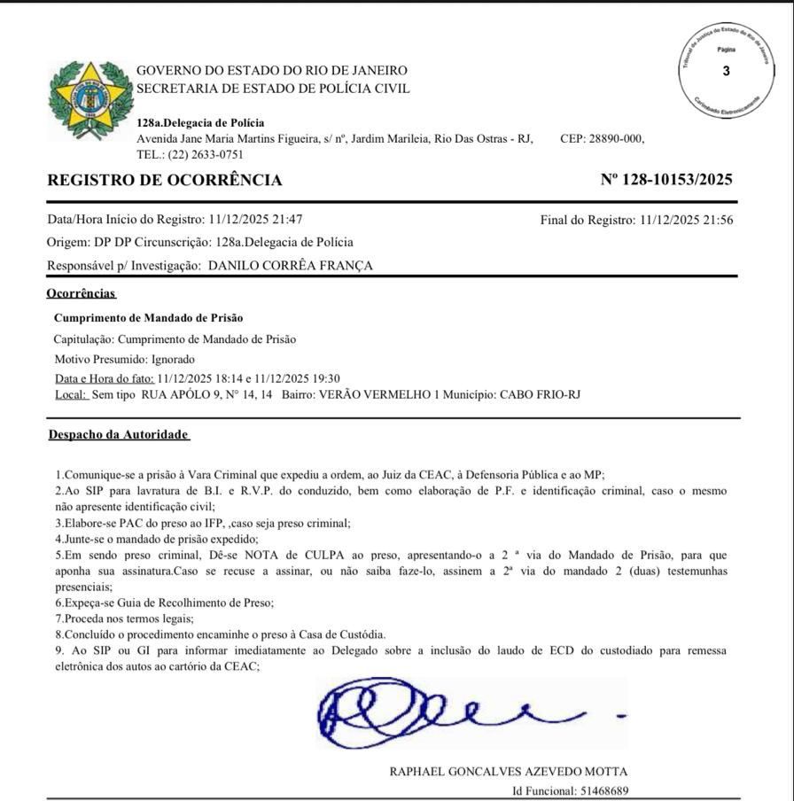 Traficante do BDM é preso em área do TCP no Rio  por Reprodução