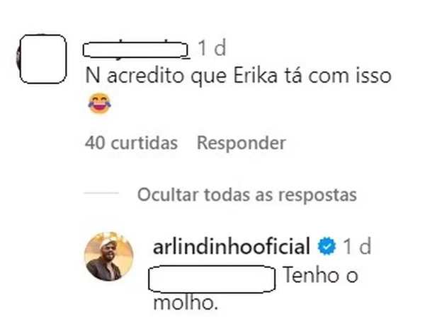 Arlindinho e Erika Januza por Reprodução