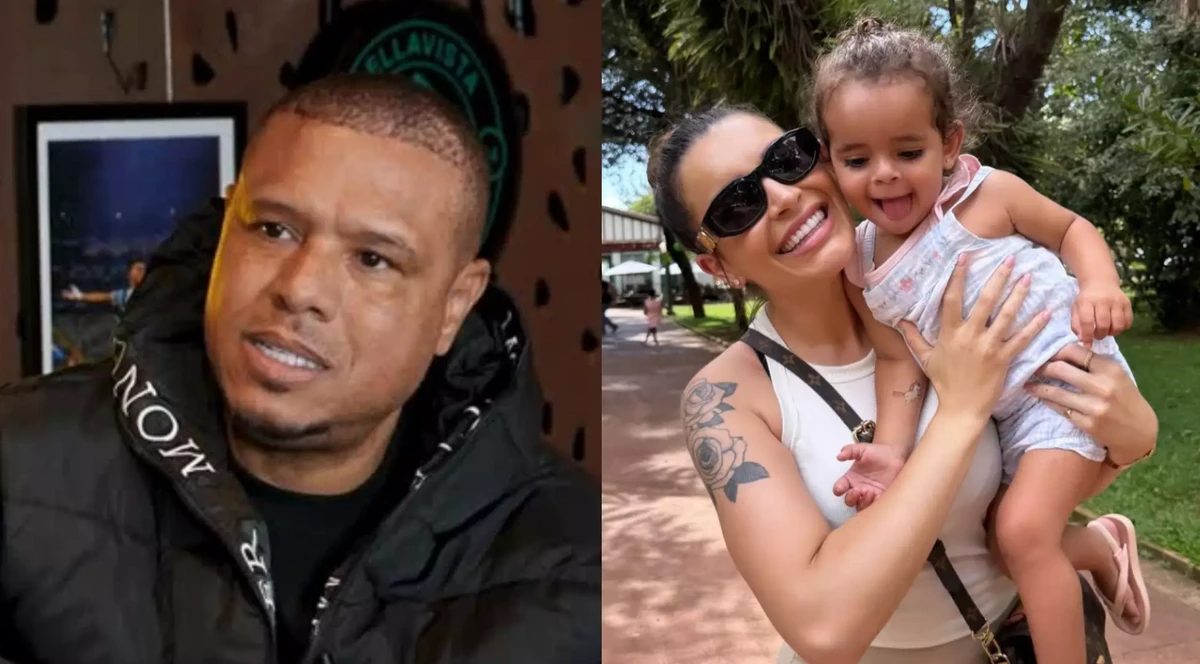 Luís Fabiano e Carolina Ramos com a filha Valentina