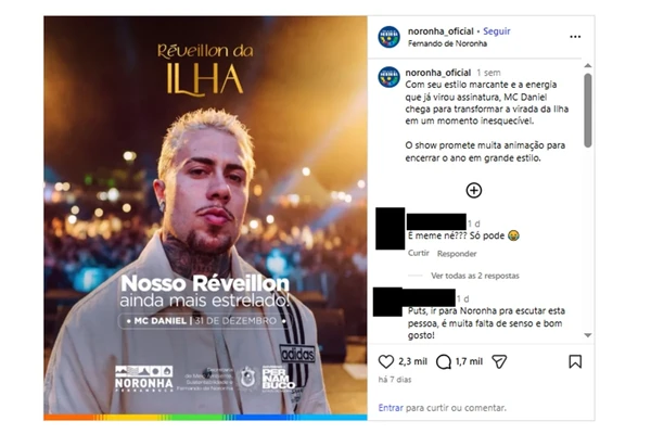 Show de MC Daniel em Noronha é cancelado após pressão do público por Reprodução/Redes Sociais 