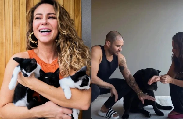 Paolla Oliveira, Diogo Nogueira e seus pets por Reprodução