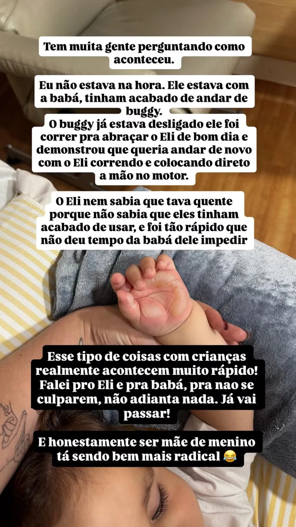 Segundo Viih, o acidente aconteceu de forma extremamente rápida, algo comum quando se trata de crianças pequenas por Reprodução/Redes Sociais 