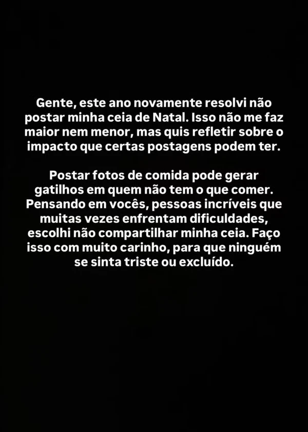 Rico Melquiades explica por que não mostrou a ceia de Natal por Reprodução/Redes Sociais 