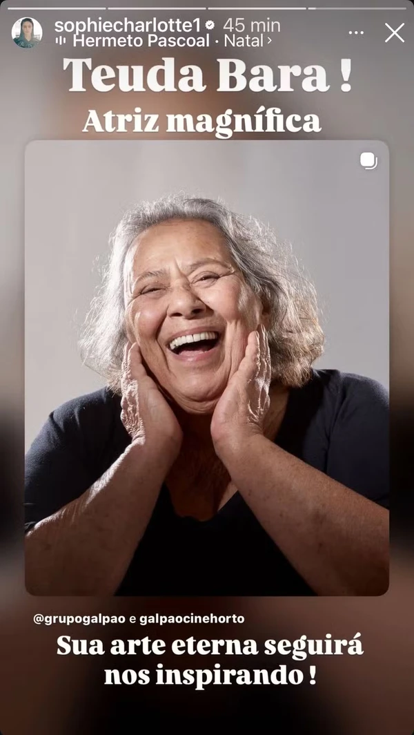 Famosos lamentam a morte de Teuda Bara, fundadora do Grupo Galpão, aos 84 anos  por Reprodução/Instagram