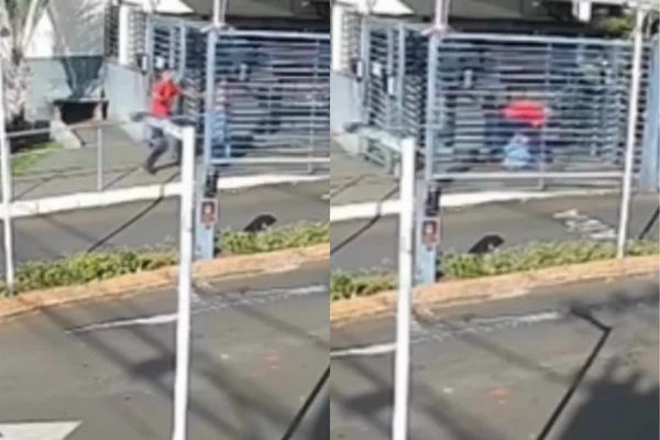 Câmera flagrou agressão em guarita de condomínio