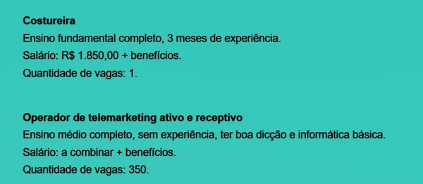 Confira vagas por Reprodução