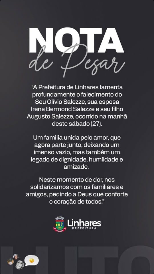 Nota da Prefeitura de Linhares