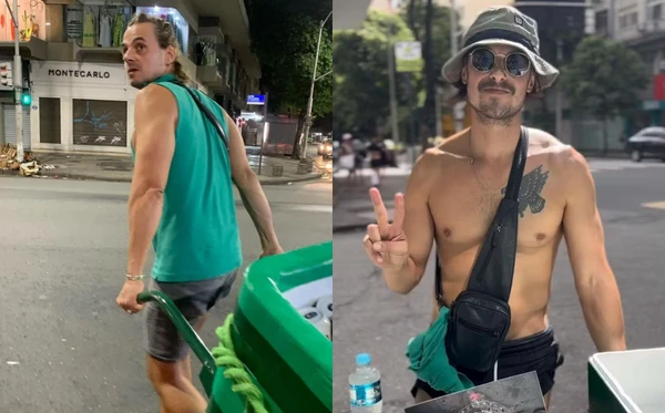Daniel Erthal vendendo cerveja nas ruas do Rio de Janeiro