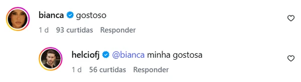 Bianca Andrade e Helcio Feijó trocaram comentários no Instagram
