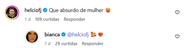 Bianca Andrade e Helcio Feijó trocaram comentários no Instagram