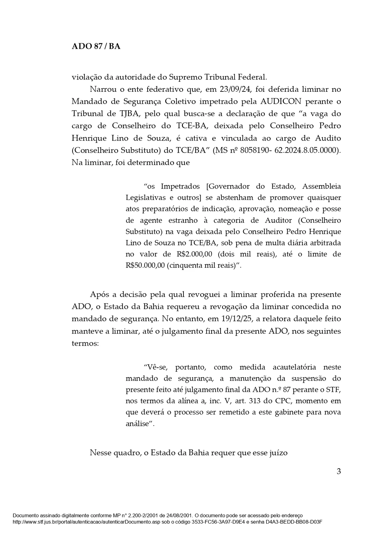 Decisão do ministro Dias Toffoli libera nomeação para o TCE-BA por Reprodução