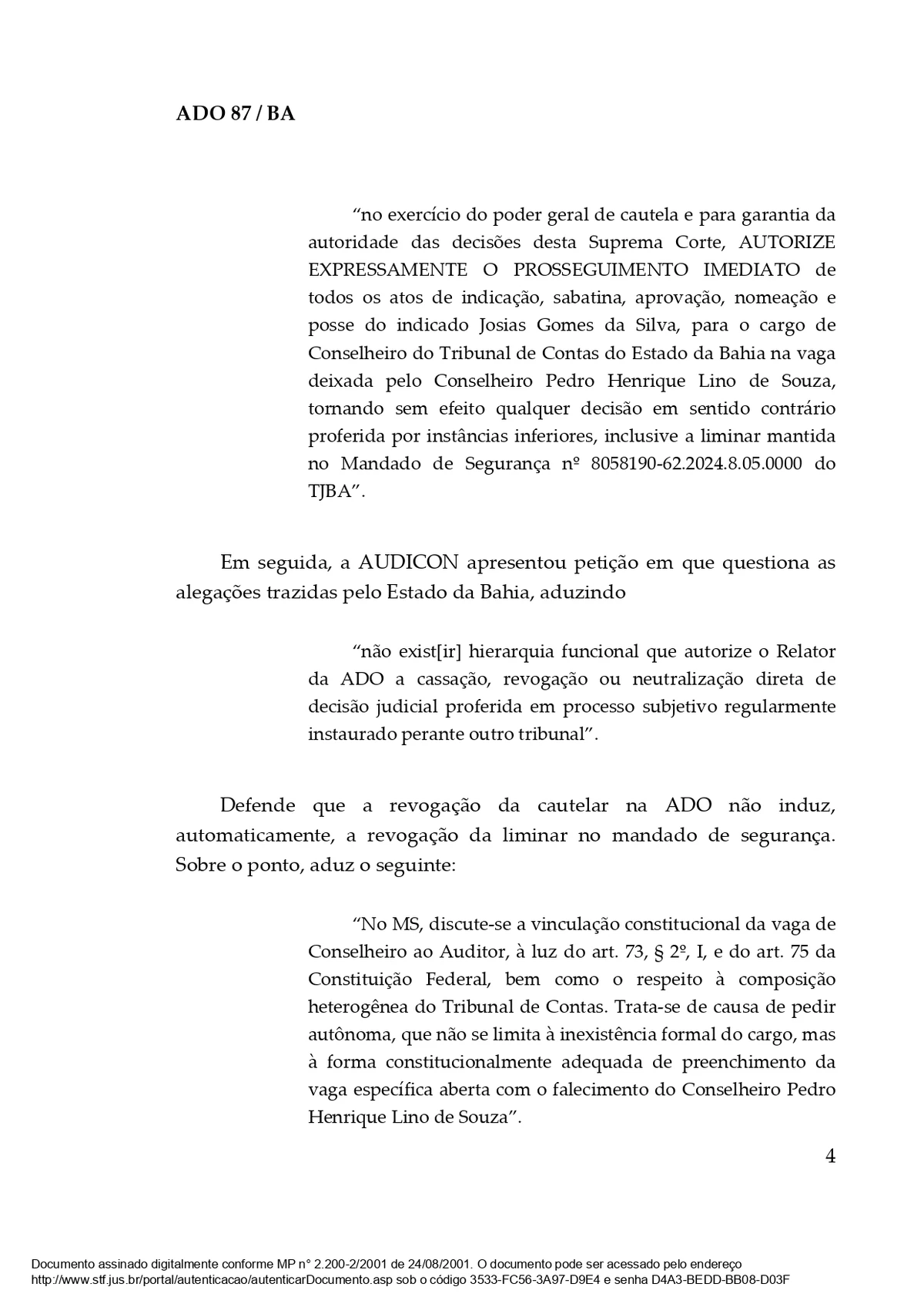 Decisão do ministro Dias Toffoli libera nomeação para o TCE-BA por Reprodução