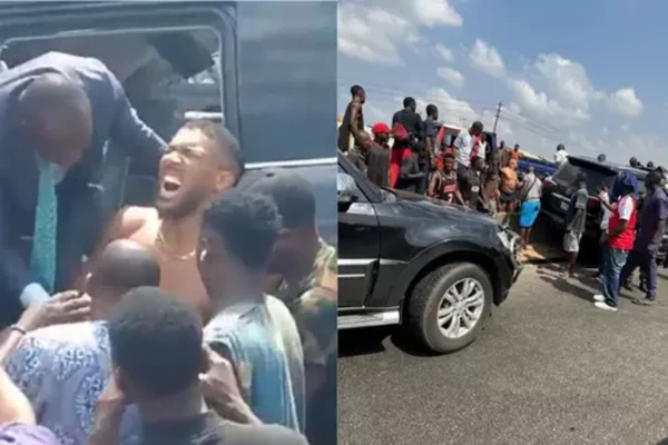 O boxeador Anthony Joshua é retirado de veículo após acidente na Nigéria