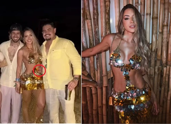 Gessica Muniz entre Zé Felipe e João Victor por Reprodução/Instagram