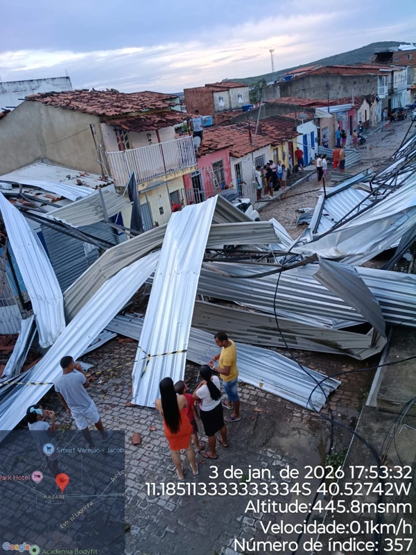 Casa de uma moradora foi destelhada por Reprodução/ Defesa Civil de Jacobina