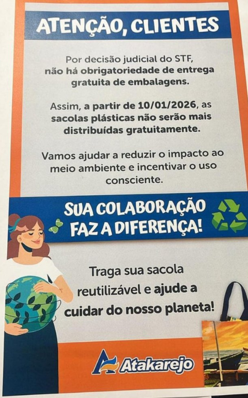 Mercado anuncia retorno de cobrança por sacolas plásticas em Salvador  por Reprodução