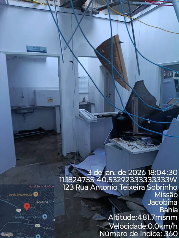 Prédio público foi destelhado por Reprodução/ Defesa Civil de Jacobina