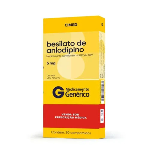 Besilato de anlodipino 5mg - para tratamento de hipertensão. Imagem meramente ilustrativa por Reprodução