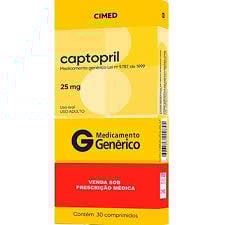 Captopril 25mg - para tratamento de hipertensão. Imagem meramente ilustrativa por Reprodução